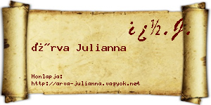 Árva Julianna névjegykártya